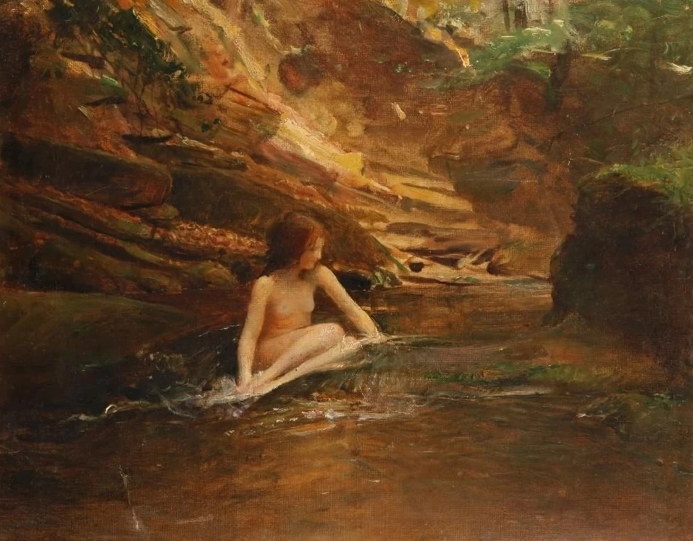 La Kelpie (ragazza seduta su una roccia nel ruscello)